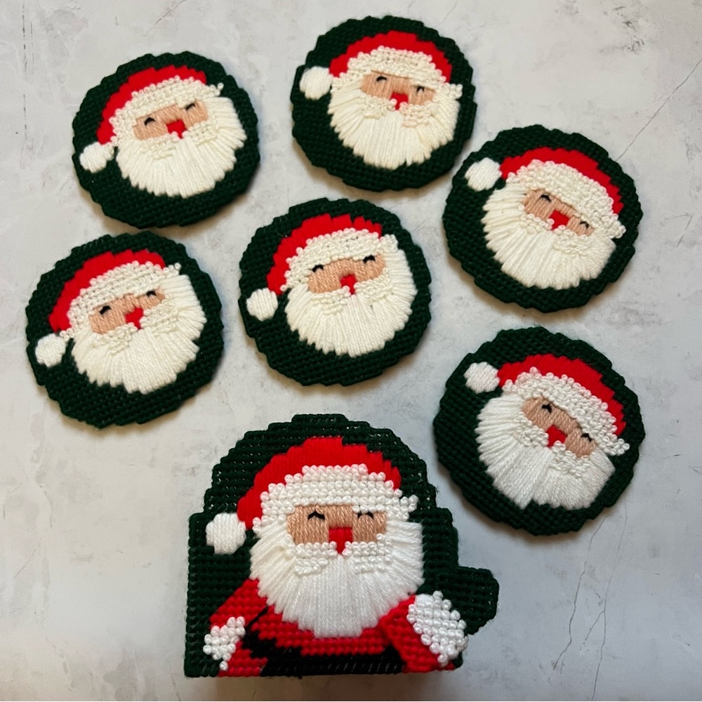 Holiday Santa Needle Point Coaster Set of 6